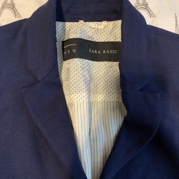 ZARA BASICS NAVY BLUE SUIT JACKET BLAZER SIZE M - Picture 5 of 6